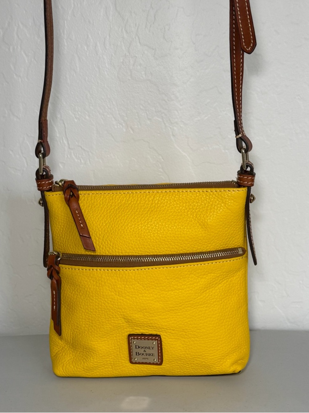 Dooney & Bourke Yellow Pebbled Leather Crossbody